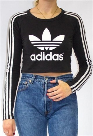 RETRO ADIDAS CROPPED LOGO SWEATER