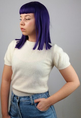 VINTAGE 90'S SHORT SLEEVES WOOL BLEND KNIT JUMPER