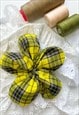 YELLOW TARTAN OVERSIZE FLOWER SCRUNCHIE