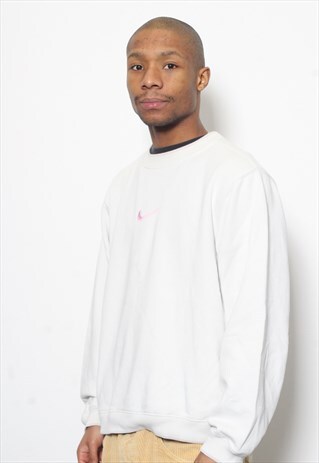 VINTAGE NIKE EMBROIDERED LOGO SWEATSHIRT WHITE