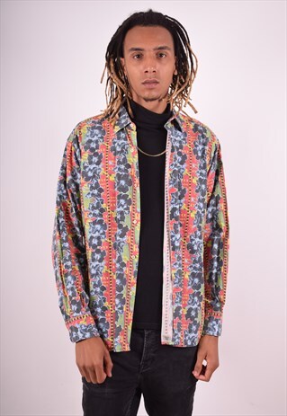 REPLAY MENS VINTAGE CRAZY PRINT SHIRT XL MULTI 90S