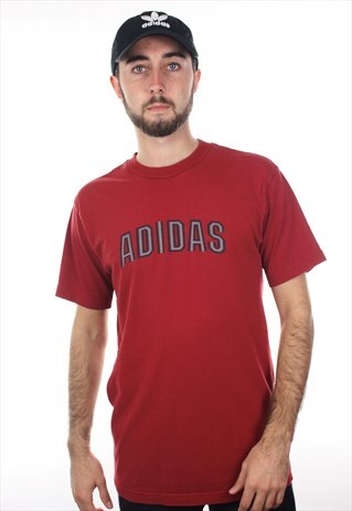 VINTAGE ADIDAS SPELL OUT GRAPHIC T SHIRT TEE