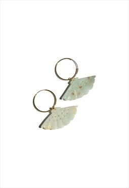 Fan jade pendant earrings