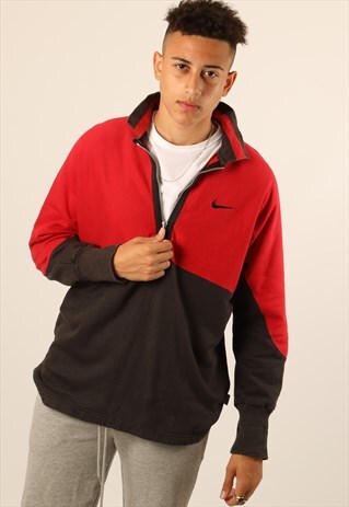 VINTAGE NIKE EMBROIDERED LOGO 1/4 ZIP SWEATSHIRT