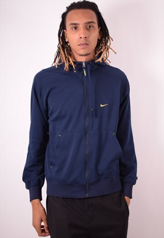 NIKE MENS VINTAGE HOODIE JUMPER MEDIUM BLUE 90S