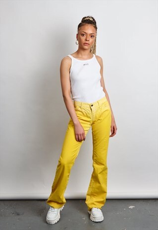 RARE VINTAGE 90'S DOLCE & GABBANA YELLOW FLARED JEANS
