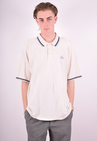 ADIDAS MENS VINTAGE POLO SHIRT XL BEIGE 90'S