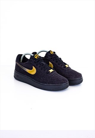 VINTAGE NIKE AIR FORCE 1S BLACK / GOLD SIZE 5.5 UK