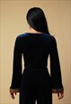 BLUE VELVET BELL SLEEVE