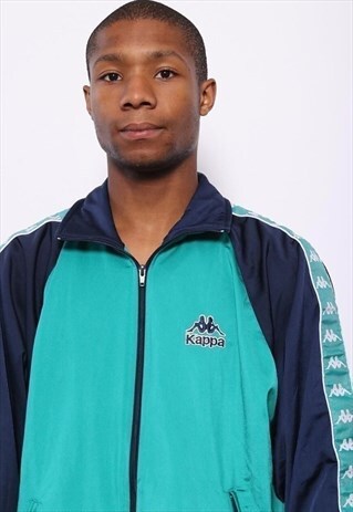 VINTAGE KAPPA TAPE LOGO TRACK JACKET BLUE