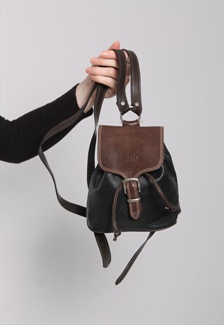 VINTAGE 90S ESPRIT LEATHER DRAWSTRING MINI BACKPACK RUCKSACK
