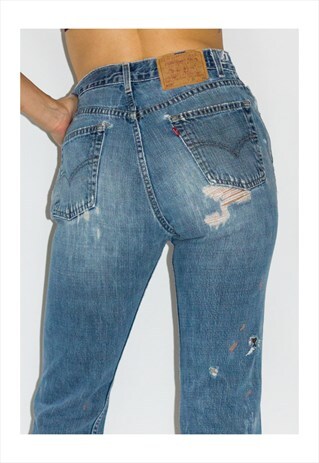 VINTAGE 90'S TRASHED MID RISE PAINT LEVI JEAN'S