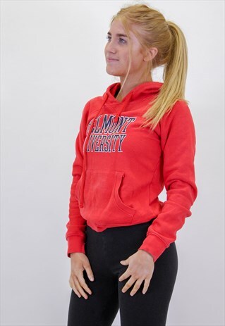 VINTAGE CHAMPION USA HOODIE IN RED XS