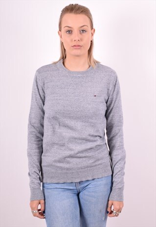 TOMMY HILFIGER WOMENS VINTAGE JUMPER SWEATER SMALL GREY 90S
