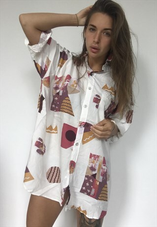 PATTERNED OVERSIZED RETRO VINTAGE UNISEX FESTIVAL SHIRT