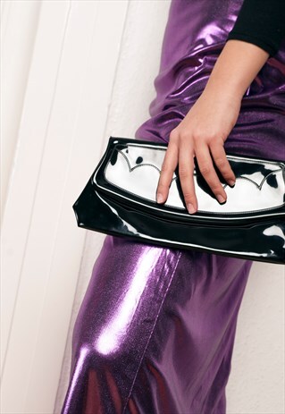 60S VINTAGE VEGAN PATENT LEATHER CLUTCH