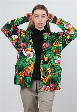VINTAGE LARGE GREEN HAWAII PRINT JACKET