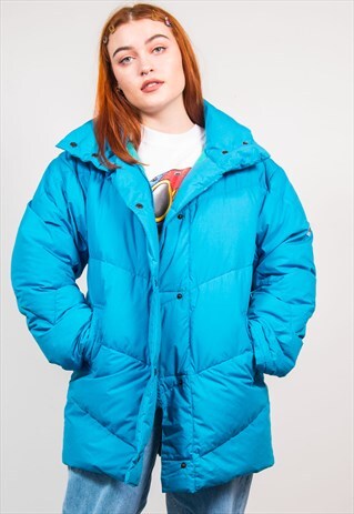 VINTAGE 90'S BLUE OVERSIZED THICK PUFFER COAT JACKET