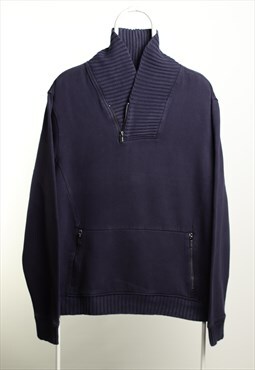 Vintage Calvin Klein Shawl Collar Sweatshirt Navy 