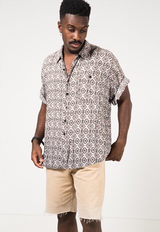 VINTAGE 80S CRAZY PRINT SHIRT / S1624