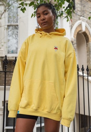 HOODIE IN YELLOW WITH BRO SHROOM EMBROIDERY