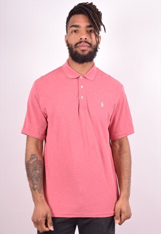 POLO RALPH LAUREN MENS VINTAGE POLO SHIRT LARGE PINK 90S