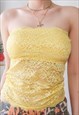 VINTAGE Y2K YELLOW BANDEAU TUBE LACE BUSTIER TOP
