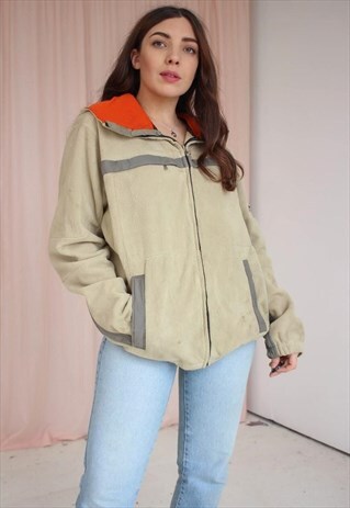 VINTAGE 90S TOMMY HILFIGER ZIP FLEECE IN BEIGE