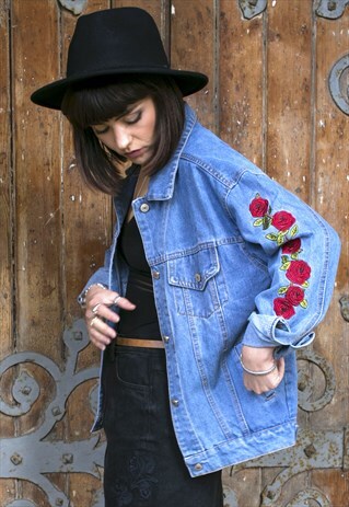ROSE EMBROIDERED DENIM JACKET