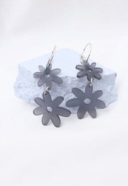 Flower power double drop earrings in black frost