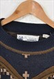 VINTAGE SONNETI KNITTED JUMPER PATTERN NAVY LARGE