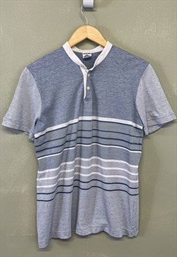 Vintage Polo Shirt Striped White / Blue Short Sleeve