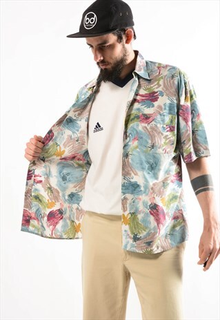 VINTAGE PASTEL ABSTRACT PRINT SHIRT.