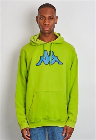 VINTAGE 90'S KAPPA LOGO LIME GREEN HOODIE