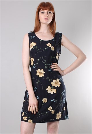 VINTAGE 90S FLORAL PATTERNED TIE BACK DRESS