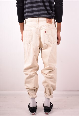 LEVI'S 550 MENS VINTAGE JEANS W36 L32 BEIGE 90S