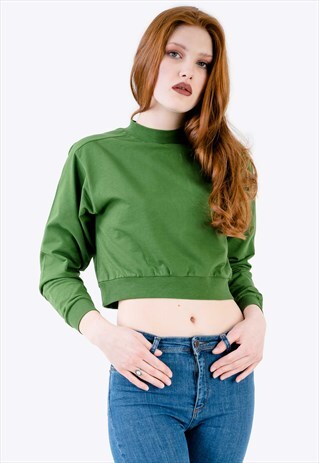 SEAMLESS SHOULDER GREEN SWEATSHIRT