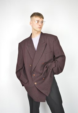 Vintage dark purple oversize classic 80's suit blazer