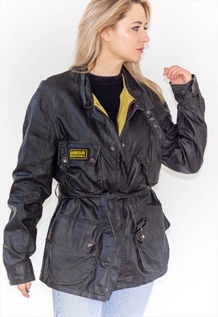 BARBOUR WAX COATED BELTED TRENCH COAT