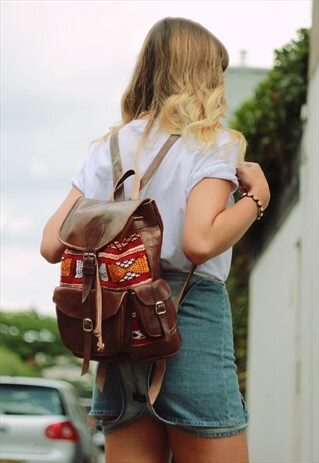 COCO BROWN LEATHER & CARPET RUCKSACK