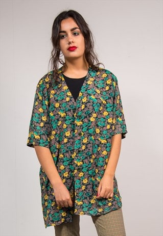 VINTAGE 90'S FLORAL PATTERN BLOUSE SHIRT