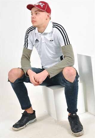 VINTAGE ADIDAS SHORT SLEEVE POLO SHIRT IN WHITE