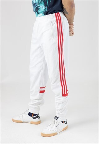 VINTAGE 90S ADIDAS WHITE TRACKSUIT BOTTOMS