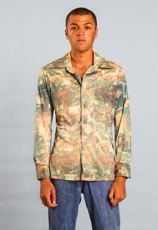 1970S VINTAGE NOVELTY PRINT SHIRT