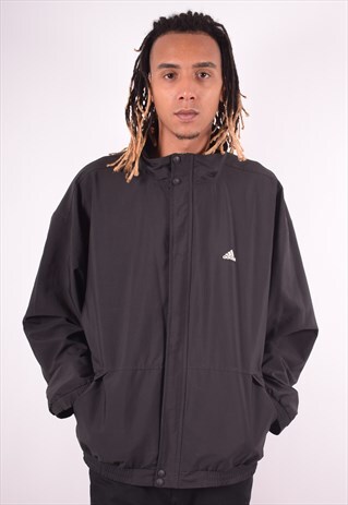 ADIDAS MENS VINTAGE JACKET LARGE BLACK 90S