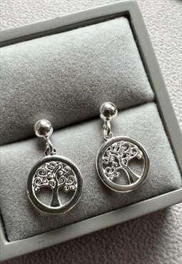 Sterling Silver Tree of Life Drop Earrings for men 