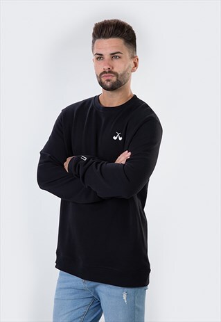 BASIC SWEATSHIRT WITH PIPES BLACK