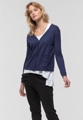 LONG SLEEVE CROP CARDI IN MIDNIGHT