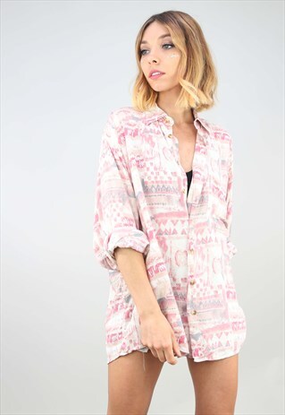 VINTAGE OVERSIZED LONG SLEEVE PATTERNED SHIRT