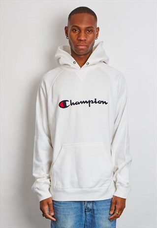 VINTAGE 90'S CHAMPION LOGO WHITE HOODIE